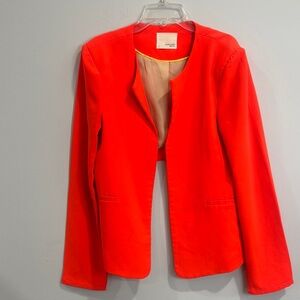 Mustard Seed Orange Blazer with Streamlined Silhouette